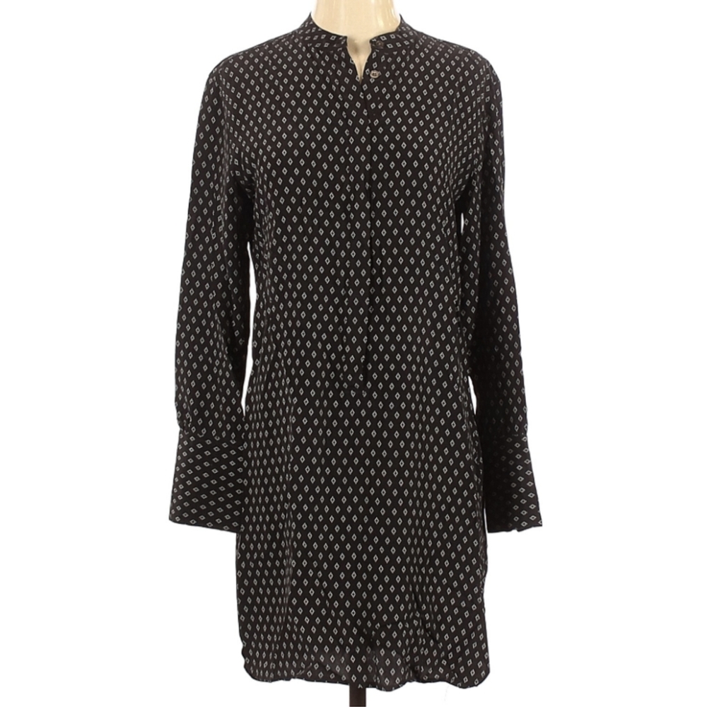 Equipment Diamond Geometric Silk Shirtdress XS Long Sleeve Shirt Dress